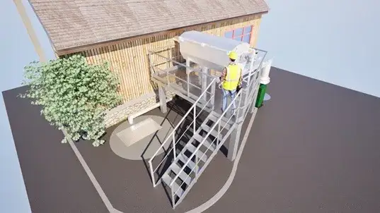 Installation tamis rotatif station d'épuration — modélisation BIM marché public, plans de détails DCE